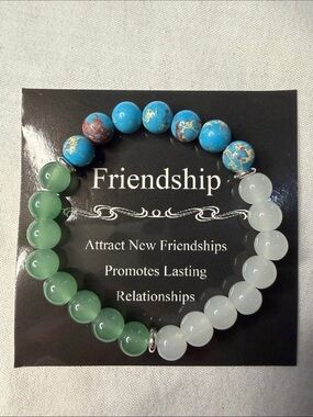 Friendship Beaded Bracelet in Turquoise, Green, and White